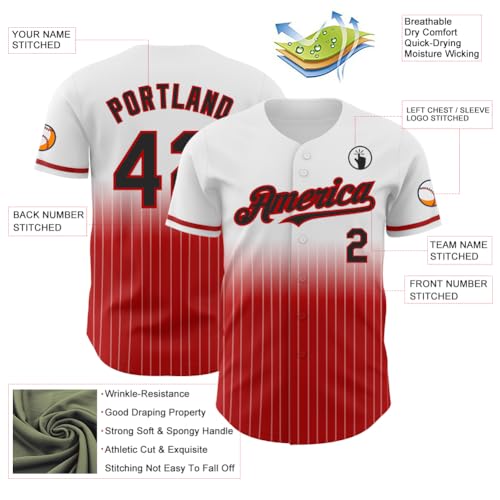 Camiseta de béisbol personalizada con botones, diseño degradado a rayas para hombres, mujeres y jóvenes miniatura 3
