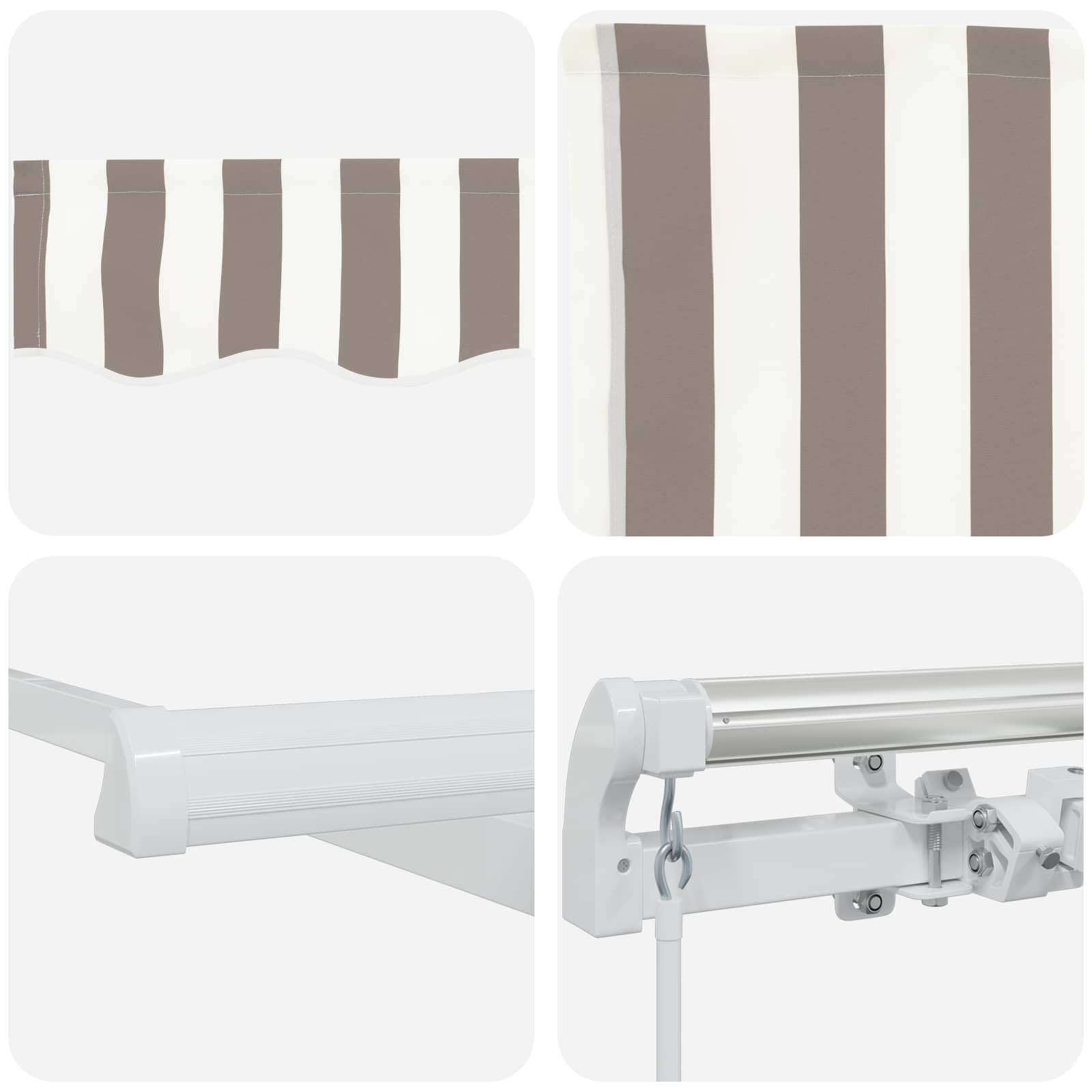 Gelenkarmmarkise Ausziehbar mit Handkurbel 3 x 2,5 m Hellgrau | Flexibler Sonnenschutz für Balkon und Terrasse mit stabilem Aluminiumgestell und wetterbeständigem Stoff.