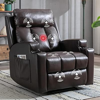 ANJ Breathable Leather Recliner Chair with 2 Cup Holders Contemporary Theater Seating Padded Single Sofa for Living Room from ANJ HOME