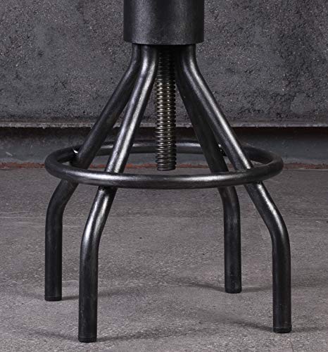 Lokkhan Set Of 2 Industrial Bar Stool-Vintage Adjustable Round Wood Metal Swivel Bar Stool-Cast Iron-23-30 Inch Tall Counter Bar Height Farmhouse Kitchen Stools #TOP5