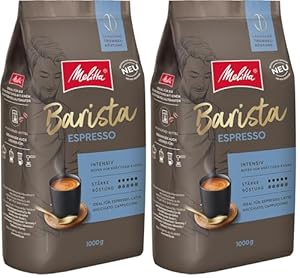 Melitta Barista Classic Espresso, Café en Grains Entiers 1 Kg, Non Moulu, Café en Grains pour Machines à Café Entièrement Automatiques, Torréfaction Forte, Intensité 5 (Lot de 2)