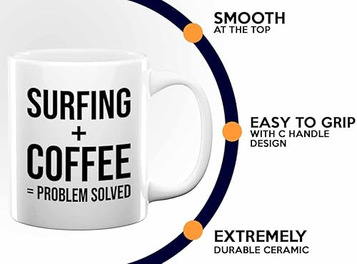 Miniatura 5 de Adventure - Taza de café de 11 onzas, color blanco, para surfear, tablas de surf, surf, playa, verano, playa, adolescente, amistad