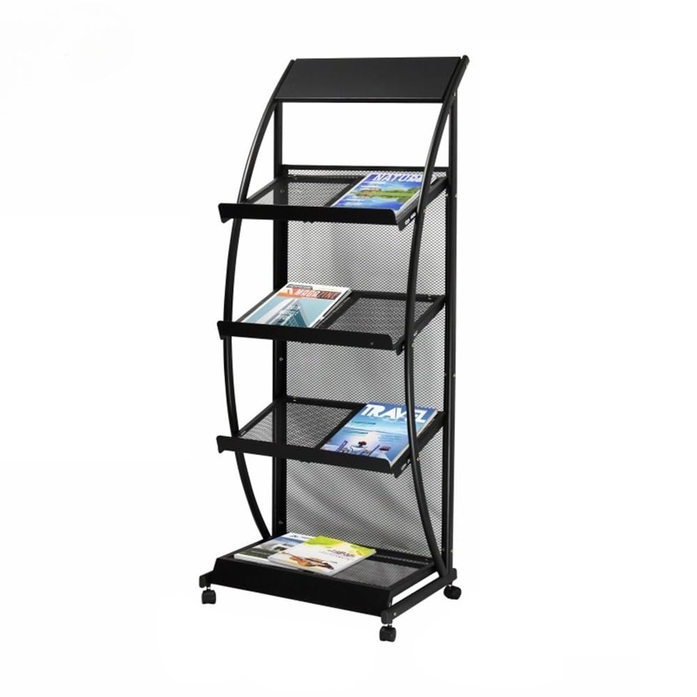 Jianjunchaling Black Vertical Brochure Storage Newspaper Rack Sales Floor Standing Leaflet Book Storages Racks Office Furniture For Office, Trade Show, Exhibitions(Black)