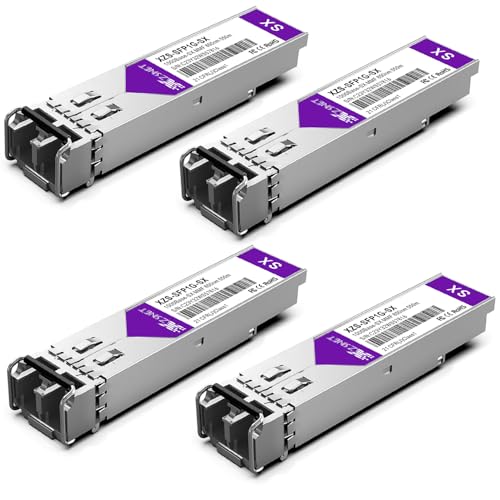 Image of 1000BASE-SX SFP Transceiver, 1.25G SFP to LC Multimode Fiber Module Compatible for Cisco GLC-SX-MMD, Ubiquiti UniFi UF-MM-1G, Mikrotik, Meraki, Netgear AGM731F, D-Link and More, 4 Pack | SFP Multimode