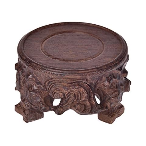 GOLDY&WENDY Oriental Asian Handmade Solid Wood Sandalwood Display Stand Pedestal Base Cover
