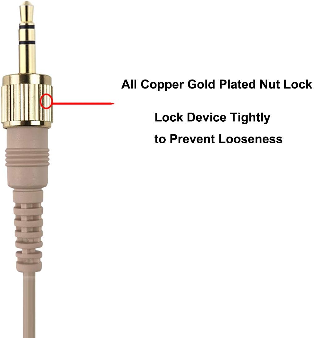 Cafon Pro 3.5mm Omni-Directional Condenser Headset Microphone Input Line Compatible with Sony UWP V1/D11/D21 Microphones Transmitter, Such as UWP UTX-B2/B03/B40, Skin Color to Hide