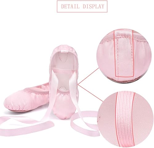 Miniatura 4 de Stelle Zapatos de ballet para niñas pequeñas, zapatillas de ballet de saténpurpurina para bailar (bebépequeñoniños grandes)