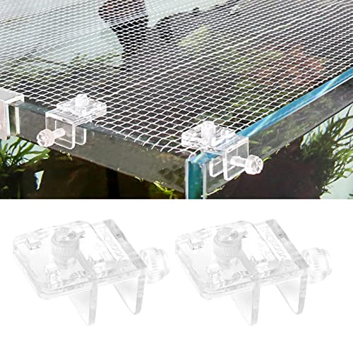 Image of 2 Pieces Fish Tank Screen Net Holder Clamp Anti-Jump Net Mounting Clip Multifunctional Transparent Acrylic Clamps Fish Tank Glass Cover Clips
