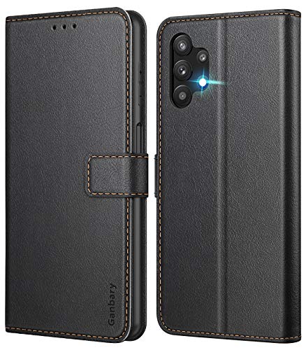 Ganbary Funda Compatible con Samsung Galaxy A32 4G (no Compatible con A32 5G), Funda Movil Carcasa PU Cuero con Ranura para Tarjeta, Cierre Magnético, Función de Soporte para Samsung A32 4G, Negro