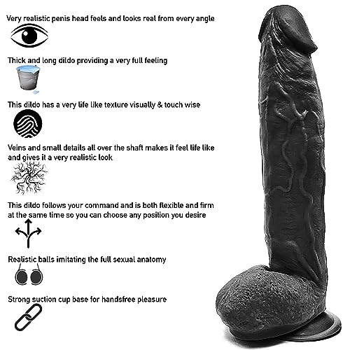 Miniatura 6 de Consolador Grande Grande De 13 Pulgadas Realista Con Ventosa Fuerte Y Gruesa Sensación Real Para Adultos, Impermeable, Juguete Sexual Para Hombres, Mujeres Y Parejas, Color Negro
