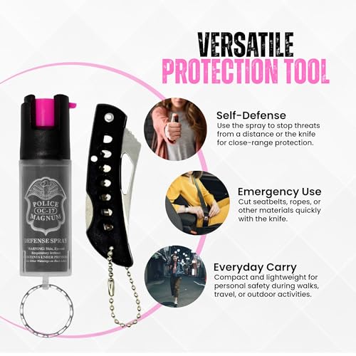 Police Magnum Mini Pepper Spray Self Defense Safety Tool- Tactical Strong Built-in Keyring Holder- Maximum Heat Strength OC- Made in The USA 1/2oz - Image 5