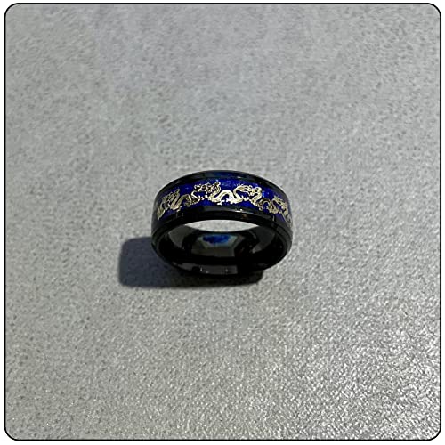 Fashion Carbon Fiber Band Ring Stainless Steel Dragon Ring4