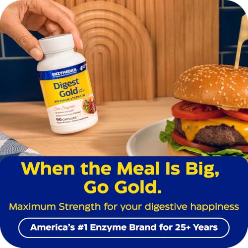 Image of Enzymedica Digest Gold, Maximum Strength, ATPro Energy Support - 90 Caps | Digestive Enzyme Supplement for Women & Men, Enzyme Capsules for Digestion, Gut Health Support, Helps Gas & Bloating, Vegan