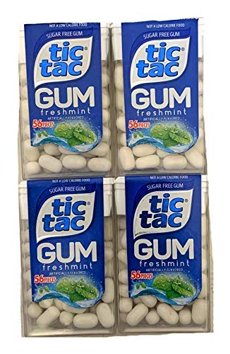 Tic Tac Freshmint Gum | Tic Tac Sugarfree Gum 56 Piece Box | Pack of 4