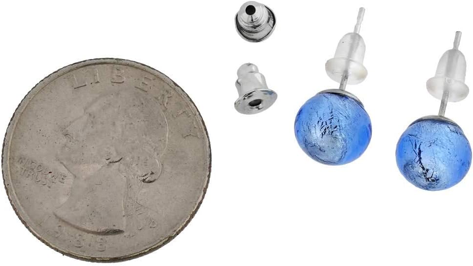 Glass Of Venice Murano Glass Ball Stud Earrings - Sky Blue