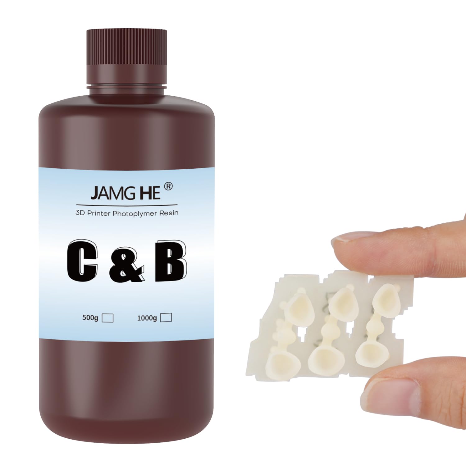 FDA Certification Temporary Dental Model A1 Resin, JAMG HE 405nm 3D Printer Temporary Dental Resin for DLP LCD High Precision High Hardness Fast Cure Teeth Appearance Color A1 500g