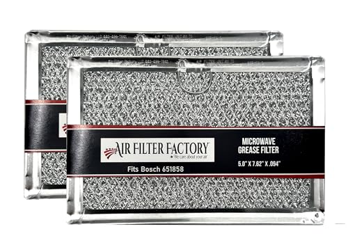 Air Filter Factory Microwave Grease Filter 651858 Replacement For Bosch 5 X 7.63 X 0.09 Inches 12-Layer Aluminum Mesh 2-Pack