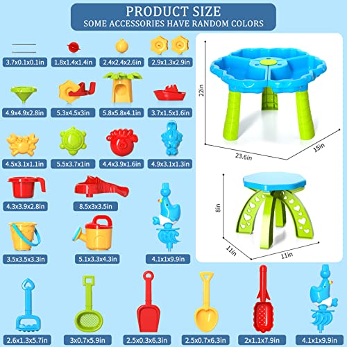 Kids Sand Water Table Toys for Toddlers, 3 in 1 Sand and Water Play Table Beach Toy for Kids Boys Girls, Kids Table Activity Sensory Play Table Sand Water Toy for Outdoor Backyard for Toddlers Age 2-5 - Thumbnail 7