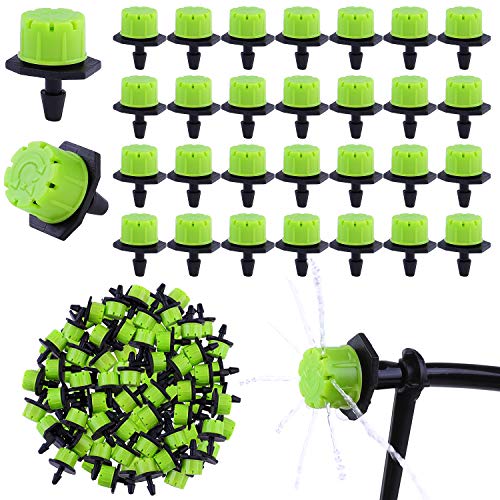 URATOT 200 Pieces Adjustable Irrigation Drippers Sprinklers 1 4 Inch Irrigation Emitters Anti-Clogging Drippers for Micro Watering System