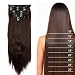 S-noilite 8PCS/SET Full Head Clip in Hair Extensions 140Grams Thick Real Natural Synthetic Hairpiece(23inches-straight, Medium Brown)