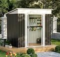 HDSTORZON 6X4 FT Steel Outdoor Storage Shed with Metal Frame, Galvanized Metal Garden Shed with Lockable Door & Slooping Roof Waterproof, Rust-Resistant for Backyard Patio Lawn