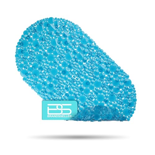 Brandsseller Alfombrilla antideslizante para bañera, diseño ovalado, aprox. 67 x 37 cm, color azul