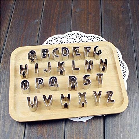 CXIANHUI Cookie Cutters Set,Set 26 English Letters Stainless Steel Cookie Cake Mold Biscuits Cutter Diy Fondant Pastry Decorating Baking Molds Kitchen Tools Cover