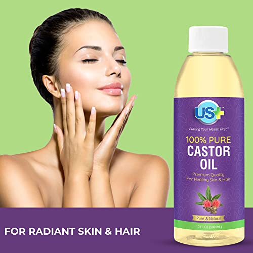 Us+ 10Oz 100% Pure Castor Oil - Cold-Pressed, Unrefined, Hexane-Free - Usp Grade - Premium Quality For Healthy Skin & Hair #TOP4