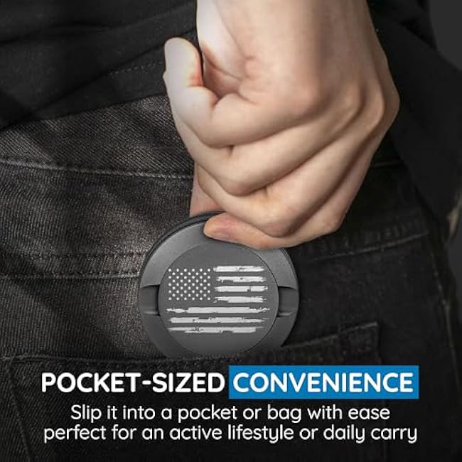 Premium Nicotine Pouch Container | Zyn Metal Can | Moisture & Odor Proof Snus Can | Zyn Accessories | Laser Engraved American Flag Design (Gunmetal Gray)