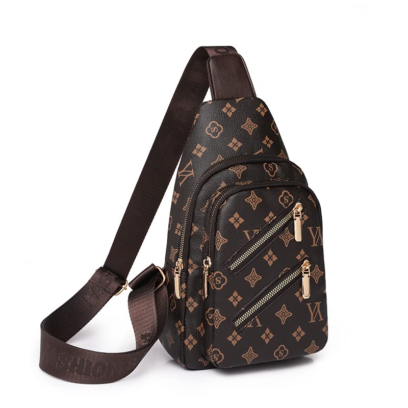 Anfei Sling Bag Women Small Crossbody PU Leather Satchel Daypack Shoulder backpack for Traveling Hiking Cycling