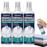 Instant Wrinkle Releaser Spray, 3 Stück, glättet Falten in Sekunden, bügelfreier Faltenentferner für Kleidung, Reisegröße, Stoffpflege für Geschäftskleidung und Freizeitkleidung, reisebereit, statisch
