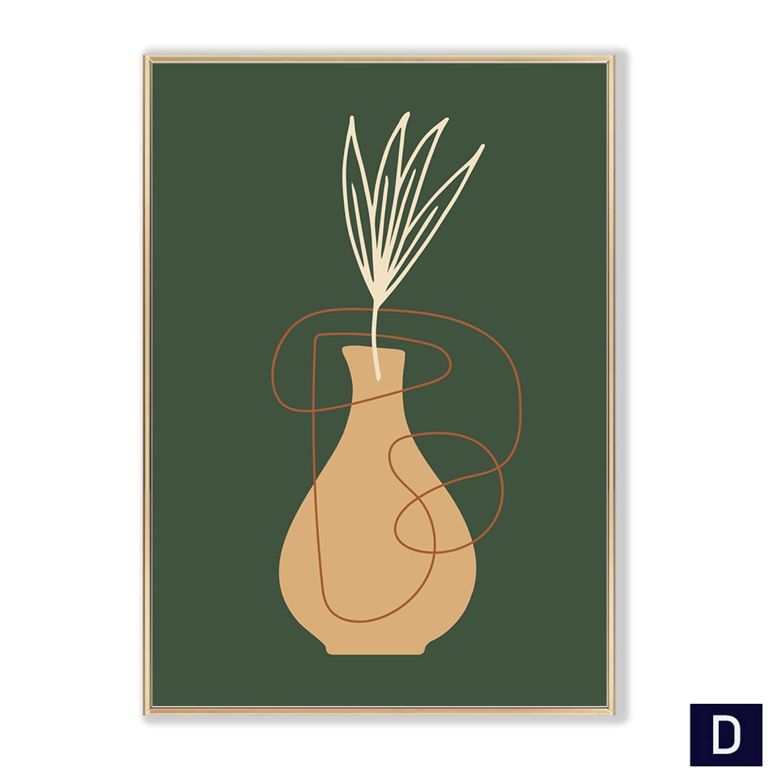 Quadri murali artistici Poster-Linea astratta Foglia di pianta Nordic Poster e stampe Pittura boho per la decorazione del soggiorno 32 "x 48" (80x120 cm) X3 Senza cornice