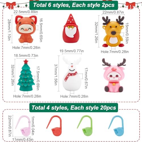 SUNNYCLUE 92PCS Knitting Needle Stopper Needles Protectors Cute Animal Snowman Santa Claus Christmas Tree Knitting Marker Pins Stitch Stoppers Bulk for Knitting Crocheting Sewing Accessories Xmas Gift - Image 2