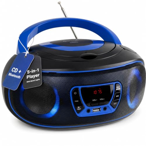 Denver CD-Player mit Radio, Bluetooth und USB, Blau