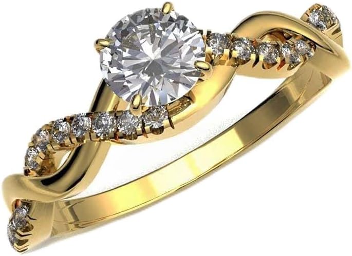 JEWELS FORUM 14K Gold 0.70cts Lab Grown Diamond Engagement Ring 0.55cts Certified Solitaire Diamond Split Shank Setting Infinity Anniversary Wedding Band Ring For Women (Color-GH, Clarity-VS1-2)