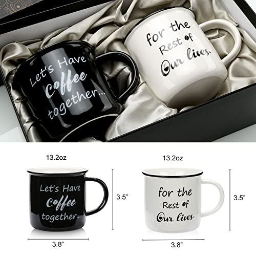 Wedding Mugs For Couples - Mr And Mrs Mugs - Let's Have Coffee Together For The Rest Of Our Lives Couple Coffee Mugs Set - Engagement Gifts - Bridal Shower Gifts - Bride And Groom Couple Gifts #TOP3