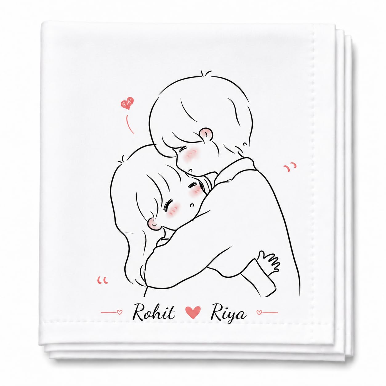 Prime616 Personalized Name Couple Handkerchief | Custom Printed Cotton Rumal | Romantic Gift for Girlfriend Boyfriend | Birthday Anniversary Valentine Gift for Men Women-image-45