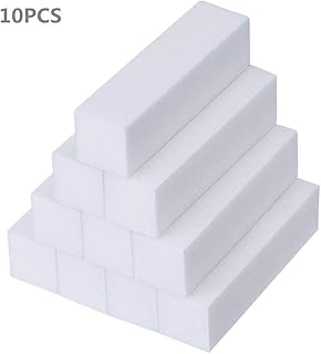 Women White Nail Buffer 10 PACK for Natural Nails Sanding Block Files Nail Art Tips Tool Finger Manicure Pedicure Tools for Home and Salon Use