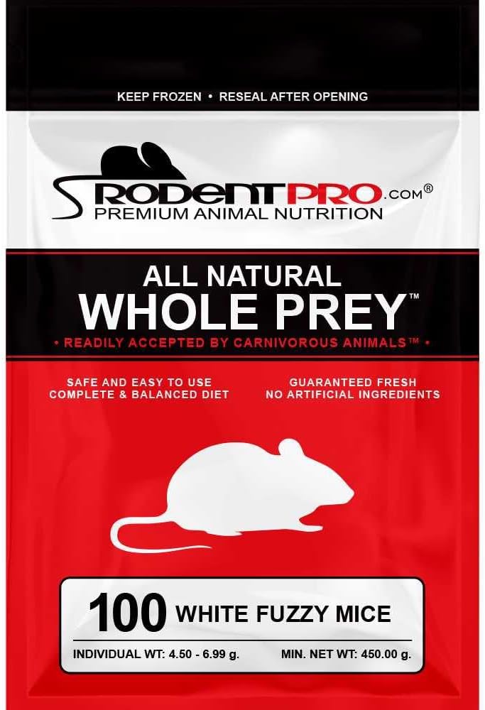 RodentPro Frozen Reptile Feeder White Fuzzy Mice (100 Count)