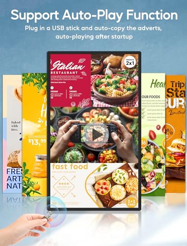 Image of 15.6 inch Digital Signage Capacitive Touchscreen Advertising Display with Adjustable Stand, 10000mAh Battery, Android 13 Commercial LCD Monitor with Auto Play, Wireless Screen Mirroring, 4+64GB