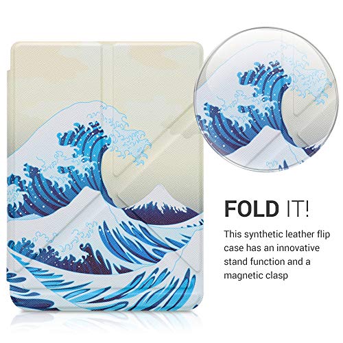 kwmobile hoes compatibel met Kobo Nia - Hoesje voor ereader in blauw/wit/beige - Image 3