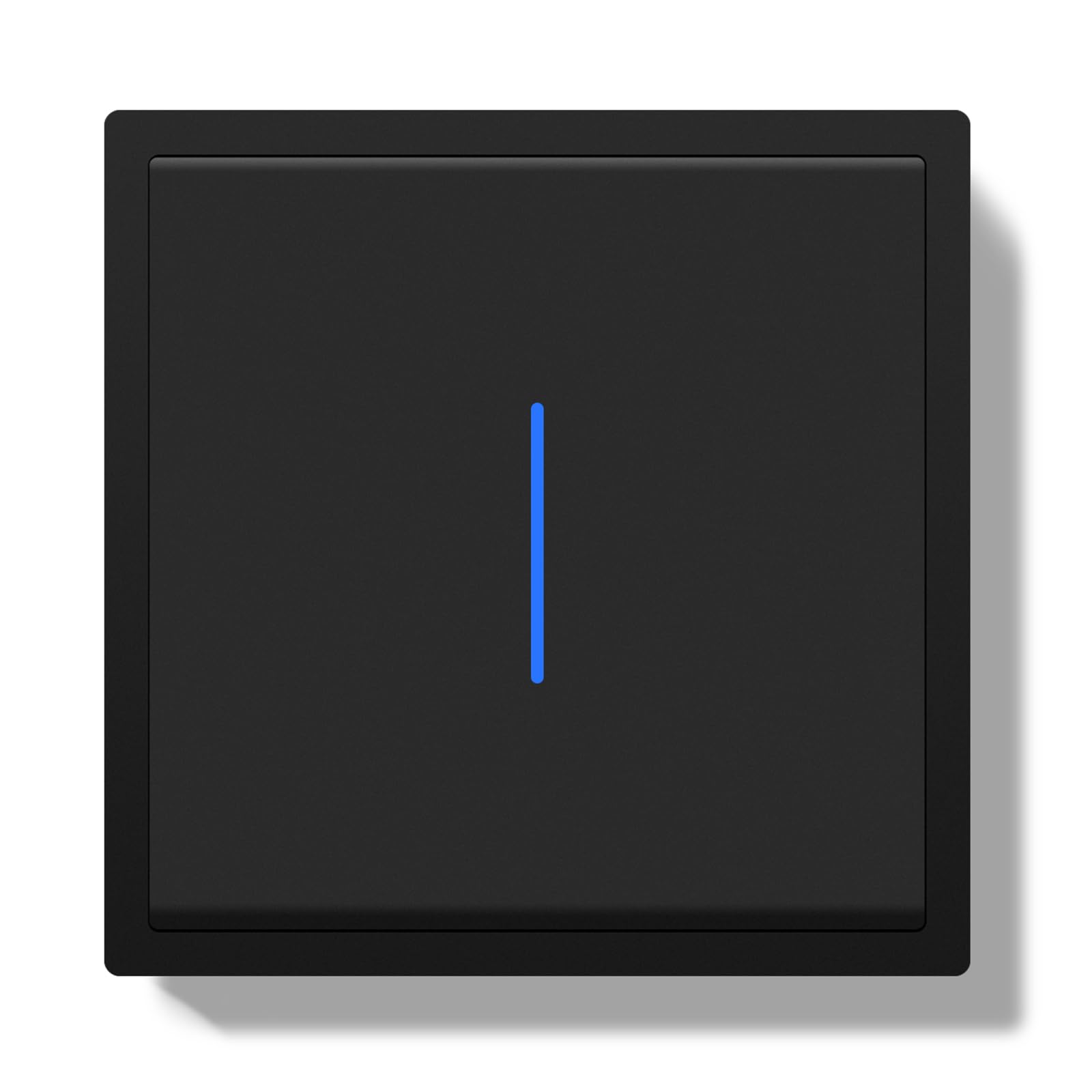 BSEED Interruptor Empotrado, Interruptor Pulsador con Terminal Enchufable, 1 Gang 1 Vía Light Switch con Indicador Luminoso LED y Marco de PC, Negro, 80X80mm
