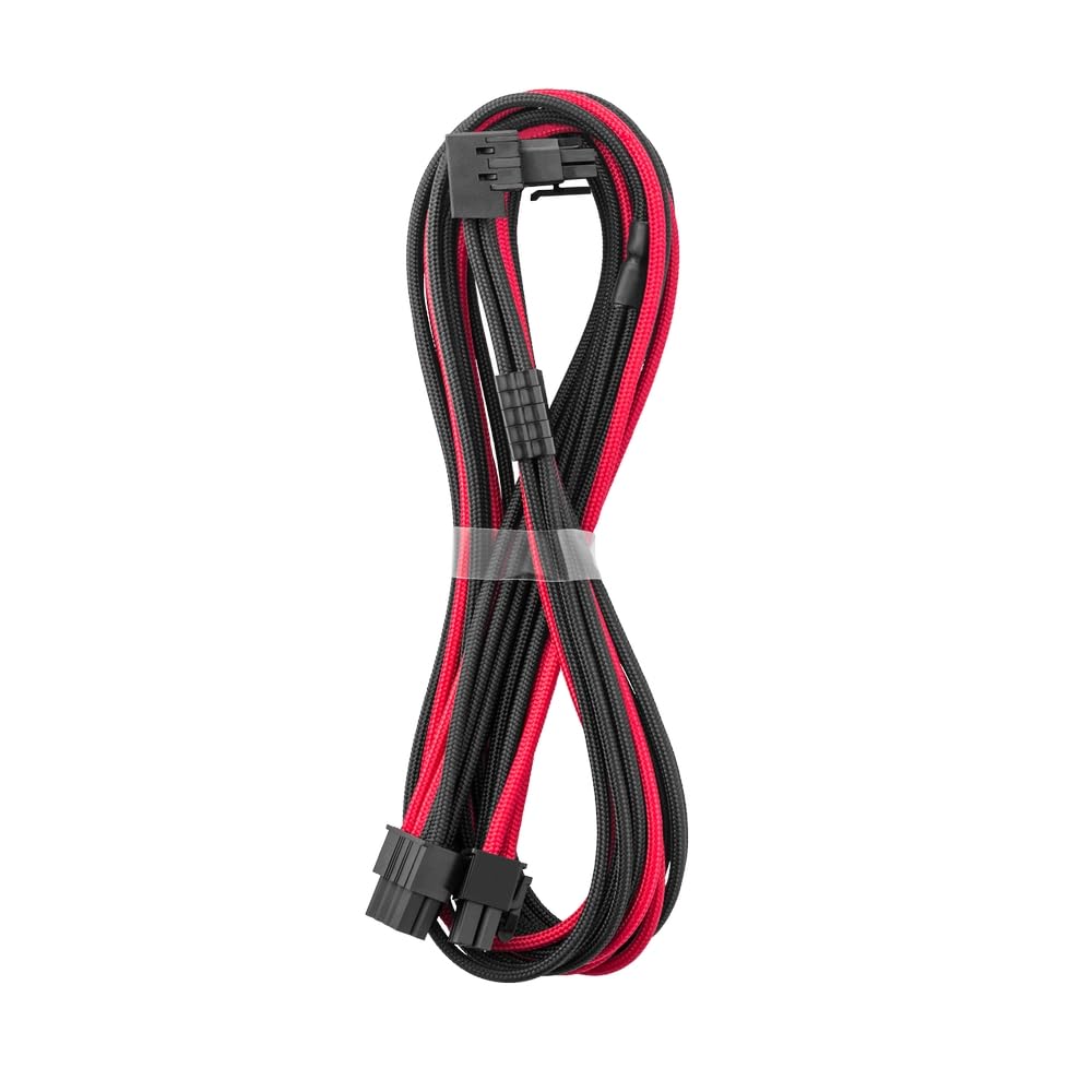 CableMod C-Series Pro ModFlex Sleeved 12V-2x6 12VHPWR 90° StealthSense PCIe Cable for Corsair Type 4 / Type 3 - Variant B (Black + Red, 16-pin to Dual 8-pin, 60cm)