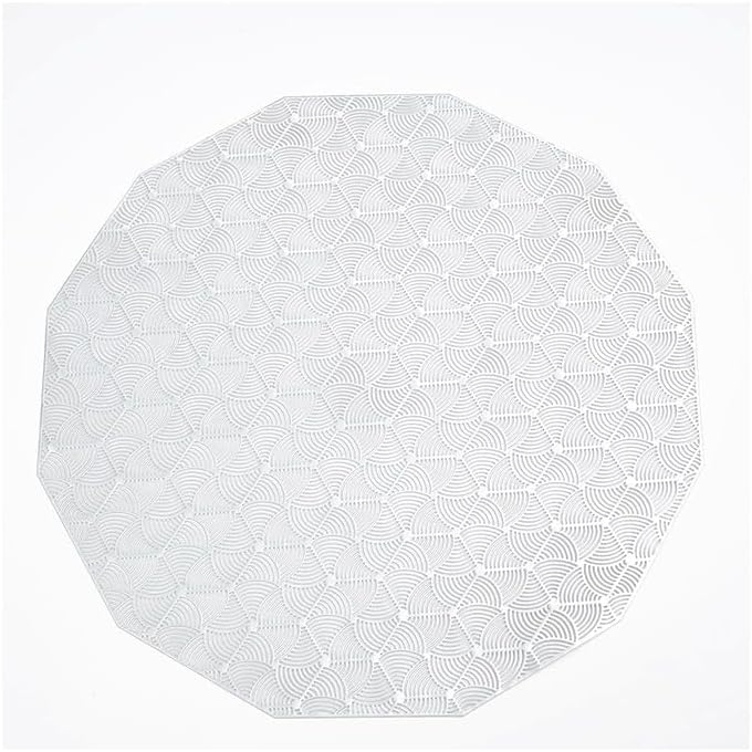 Polygonal Placemats Hollow Anti-Slip Mats Table Coasters Insulation Decorative Western(White-Fruit peach5)