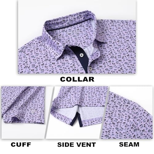 Image of M MAELREG Mens Golf Shirt Short Sleeve Dry Fit Print Moisture Wicking Performance Patterns Collared Polo Shirt