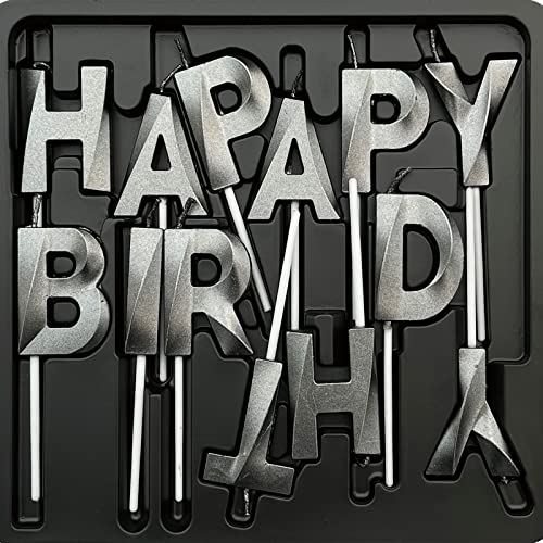 Comluge 13Pcs 3.55 Inches 3D Happy Birthday Letter Candles For Cake Metallic Looking Letter Candles For Birthday Cake Unique Candle Birthday Parties(Small, Black) #TOP4