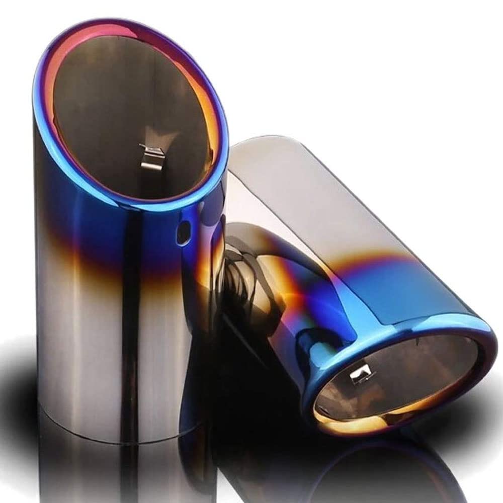 PolarLander Car Styling De Acero Inoxidable Silenciador de Escape Punta Tubo Azul Compatible for VW Volkswagen Jetta MK6 1.4T Golf 6 Golf 7 MK7 1.4T