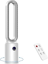 YAZEKY Ventilateur Colonne Sans Pale,24 Vitesses Ventilateur Tour Silencieux,Ventilateur de Sol Oscillant à 60,Écran LED,Minuterie De 12 Heures, Ventilateur Sur Pied Pour Chambre à Coucher (Silver)