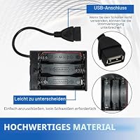 Zeitgeber Batterie Box 3AA Batteriehalter mit USB-Buchse,5V Batteriebox mit Ein/Aus Schalter,Wandelt USB-Leuchten in Batteriebetrieb um,offenem/geschlossenem USB-Kabel für LED(ohne Batterien) – Ansicht 4