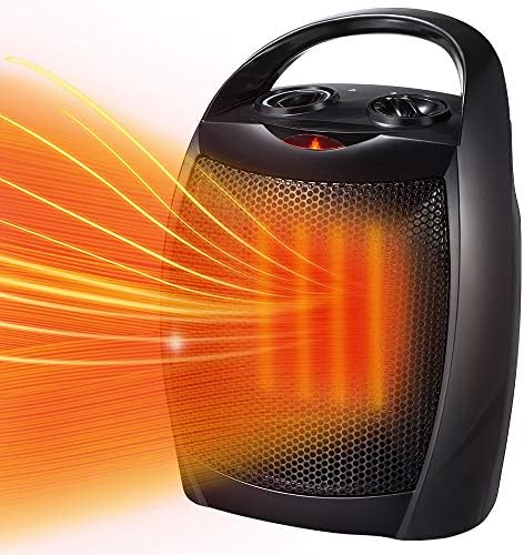 Kismile Small Electric Space Heater Ceramic Space Heater,Portable Heater Fan for Office with Adjustable Thermostat and Overheat Protection ETL Listed for Kitchen, 750W/1500W,10 Inch